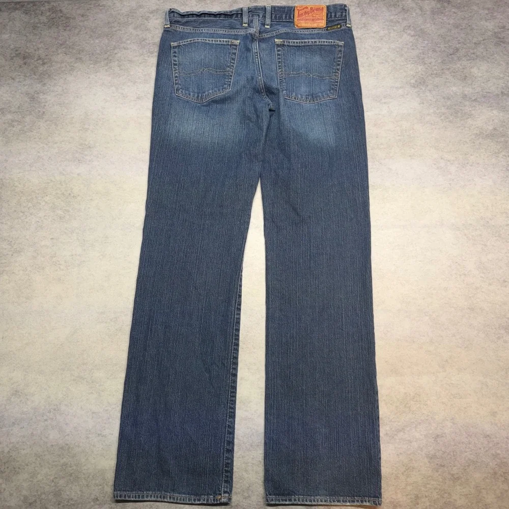 Lucky Brand Straight Leg Mens Size 34 Blue Faded Denim Jeans Classic Western